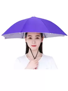帽子雨傘可折疊頭飾雨傘太陽雨雨傘適用於垂釣和防曬 - 紫色 - 查看 10