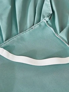 1入組素色藍色的荷葉邊極簡風格織物床上用品 床裙適用於 - 彩色 - 查看 5