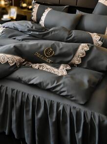 1 Đồng Màu Chăn Ga Giường Váy Tối Giản Chất Liệu Vải Ren Viền Giường Váy Cho Phòng Ngủ - Nhiều màu - Xem 3