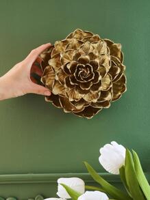 1pc ABS Hanging Decoration, European Style Flower Design Wall Hanging For Home - Gold - View 4