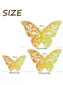 12Pcs Colorful 3D Butterfly Wall Stickers For Home Living Room Bedroom Decoration Butterfly Decal Art Sticker DIY Craft Supplies - Gold - View 4