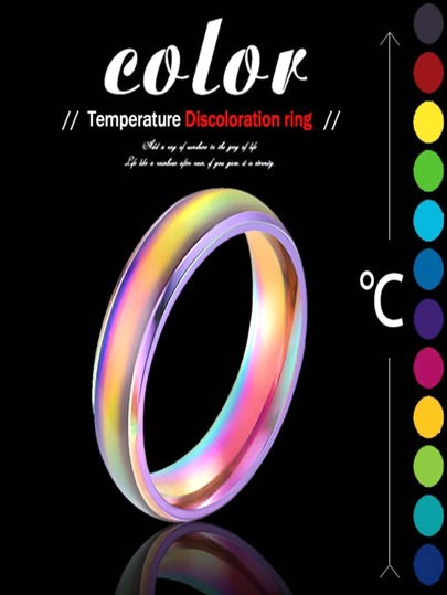 5pcs/Set Fashionable Color Changing Titanium Steel Rings, Hip Hop Punk Style Multi-Colored Ring, Romantic Heart-Shaped Mood Ring For Couples, Cool Rock & Roll Rhinestone Decor Ring, Korean Style Index Finger Ring, Perfect For Halloween And Christmas Gift, Street Style Accessory For Rock And Fashionable Person