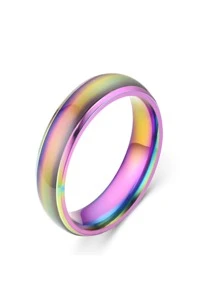 5pcs/Set Fashionable Color Changing Titanium Steel Rings, Hip Hop Punk Style Multi-Colored Ring, Romantic Heart-Shaped Mood Ring For Couples, Cool Rock & Roll Rhinestone Decor Ring, Korean Style Index Finger Ring, Perfect For Halloween And Christmas Gift, Street Style Accessory For Rock And Fashionable Person