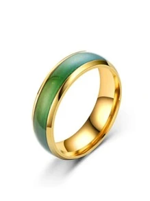 5pcs/Set Fashionable Color Changing Titanium Steel Rings, Hip Hop Punk Style Multi-Colored Ring, Romantic Heart-Shaped Mood Ring For Couples, Cool Rock & Roll Rhinestone Decor Ring, Korean Style Index Finger Ring, Perfect For Halloween And Christmas Gift, Street Style Accessory For Rock And Fashionable Person