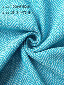 1入組條紋圖案流蘇裝飾海灘織物矩形旅行沙灘巾適用於夏天 - 彩色 - 查看 3