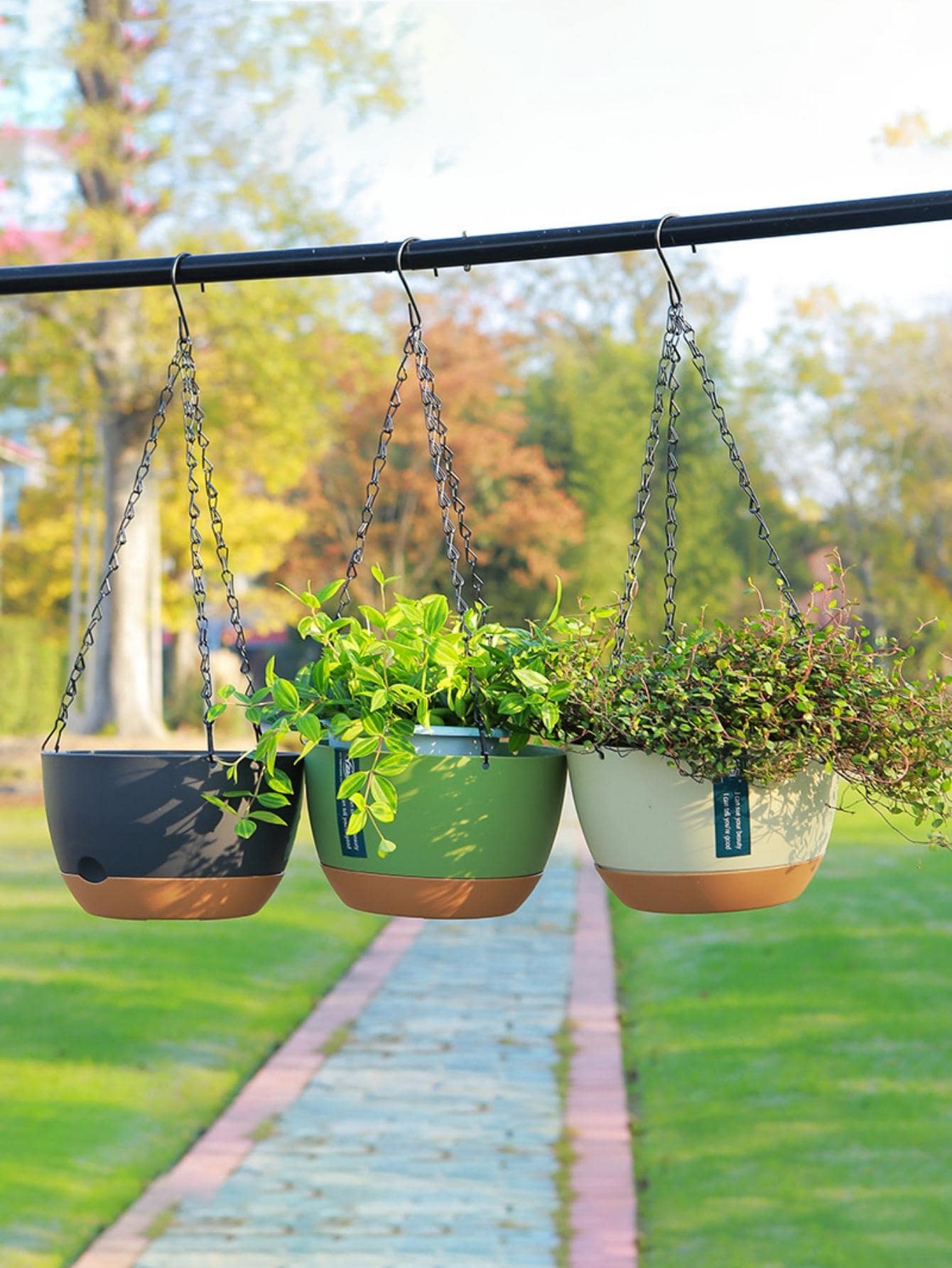 2pcs/set Plastic Plant Hanger, Modern Color Block Hanging Planter Basket For Home - Blue - View 1