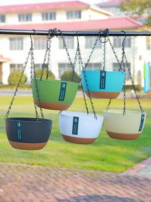 2pcs/set Plastic Plant Hanger, Modern Color Block Hanging Planter Basket For Home - Blue - View 4
