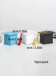 10pcs/30pcs/Set Graduation Cap Shaped Gift Box For Party Favor Or Souvenir - Black - View 2