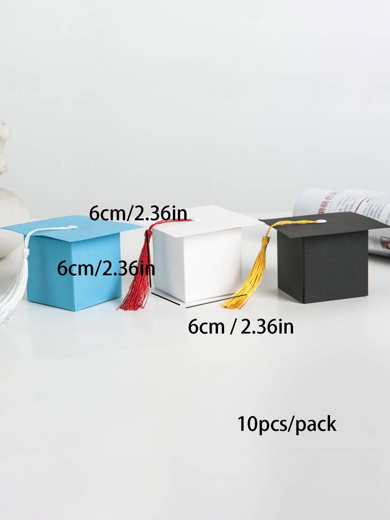 10入/30入組畢業帽形狀禮盒，適用於派對小禮品或紀念品 - 黑色 - 查看 2