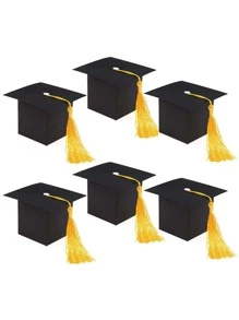 10pcs/30pcs/Set Graduation Cap Shaped Gift Box For Party Favor Or Souvenir - Black - View 1