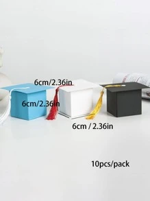 每包10入/30入畢業禮帽禮盒，適用於派對小禮物和禮品 - 白色 - 查看 2