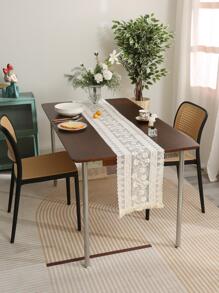 1 Thêu Hoa Viền Viền Bàn Chạy, Retro Polyester Bếp Bàn Chạy Cho Gia Đình - Màu be - Xem 7