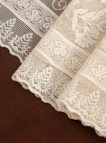 1 Thêu Hoa Viền Viền Bàn Chạy, Retro Polyester Bếp Bàn Chạy Cho Gia Đình - Màu be - Xem 5