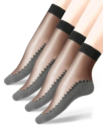 1/4/10/20 Pairs Women Cotton Blend Non-Slip Anti-Snag Short Socks, Soft & Comfortable Vintage Style, Multiple Packs Available