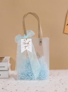 1入組透明禮品袋帶禮品標籤和填充物簡約風透明禮品包裝袋適用於生日派對 - 藍色 - 查看 1