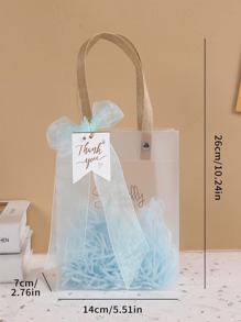 1入組透明禮品袋帶禮品標籤和填充物簡約風透明禮品包裝袋適用於生日派對 - 藍色 - 查看 2