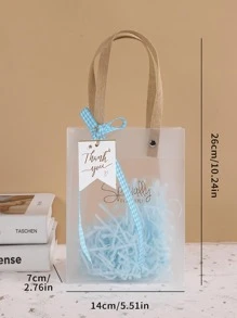 1入組透明禮品袋帶禮品標籤和填充物簡約風透明禮品包裝袋適用於生日派對 - 淺藍色 - 查看 2