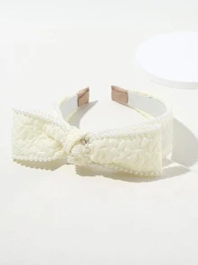 Faux Pearl & Bow Decor Headband - White - View 2