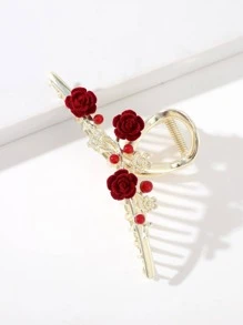 1 件装 女士花朵与仿珍珠装饰 时尚发夹 发饰 优雅万圣节 - 金色 - 查看 3