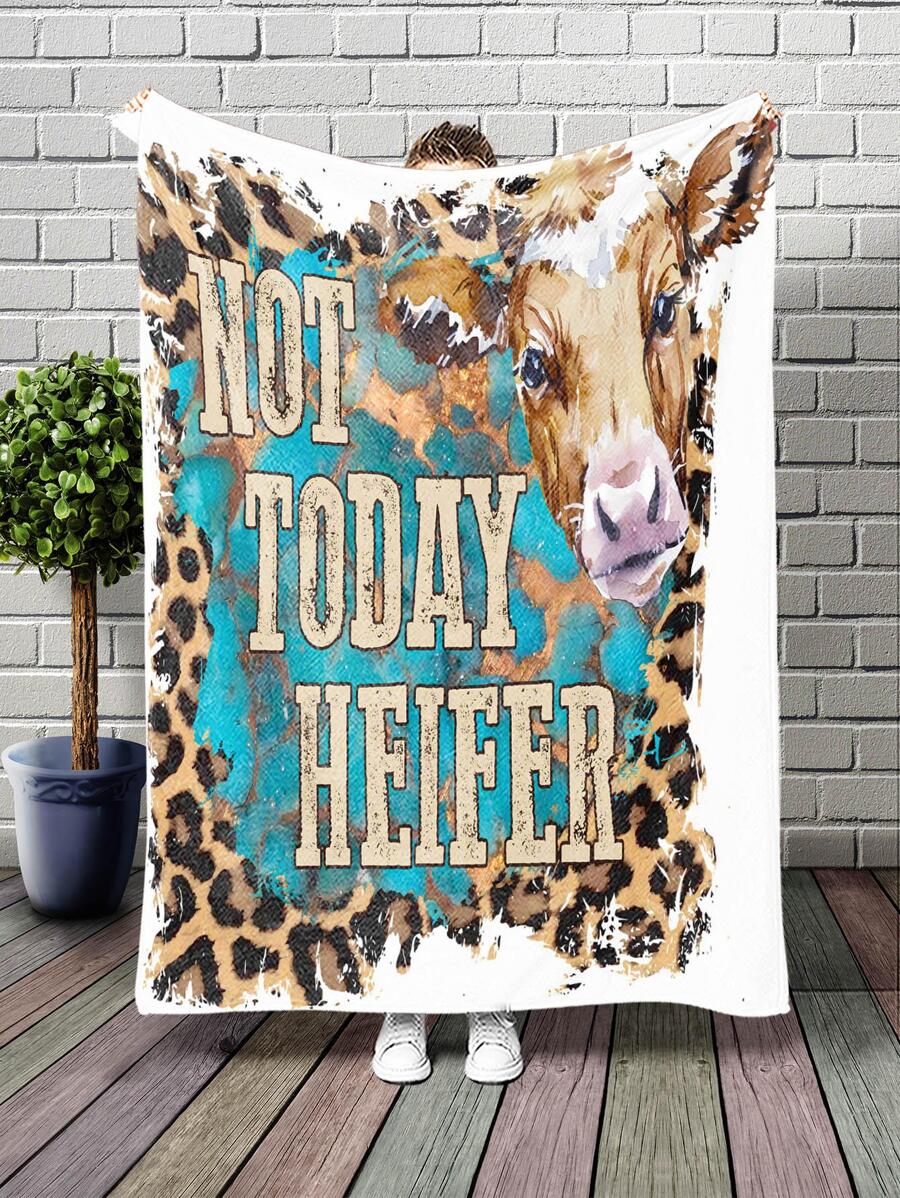 1 Bò & Slogan Đồ Họa Chăn, Vải Dệt Kim Mềm Mại & Chăn Ấm Áp Cho Phòng Khách & Phòng Ngủ, trang Trí Nhà Cửa - Nhiều màu - Xem 1