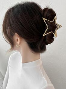 1pc Women Textured Star Design Creative Hair Claw For Hair Decoration - Gold - View 4
