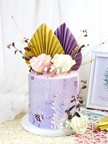 2入組扇子設計蛋糕裝飾 - 米色 - 查看 3