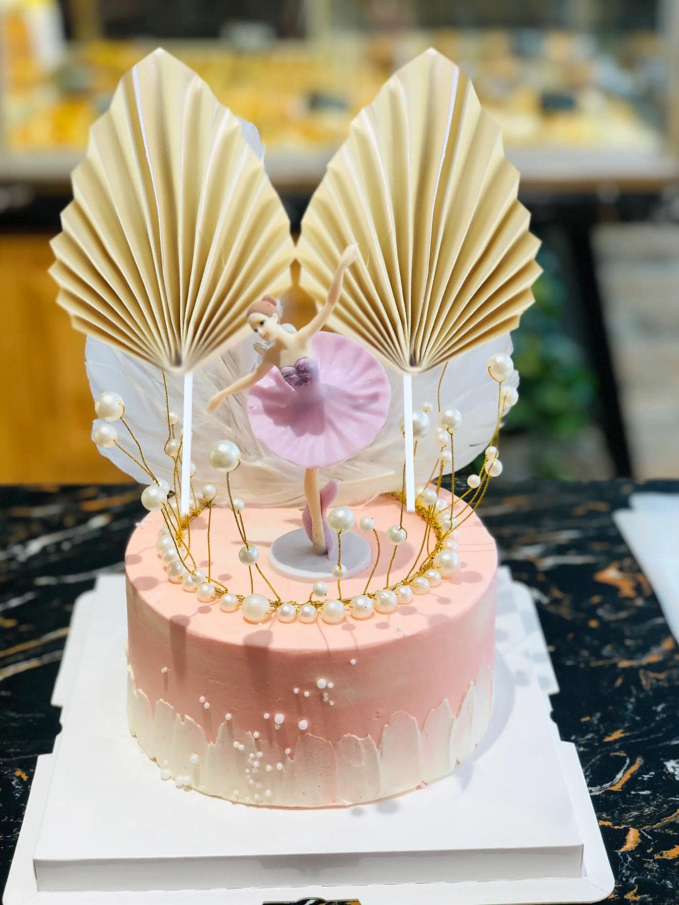 2入組扇子設計蛋糕裝飾 - 米色 - 查看 1