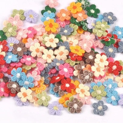 50 件 1.5 厘米多色 5 瓣花饰（无背胶），DIY 服装、帽子装饰工艺材料，多种颜色