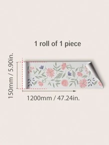 1pc PVC Waistline Sticker, Daily Flower Pattern Tile Decoration Tape For Home - Multicolor - View 4