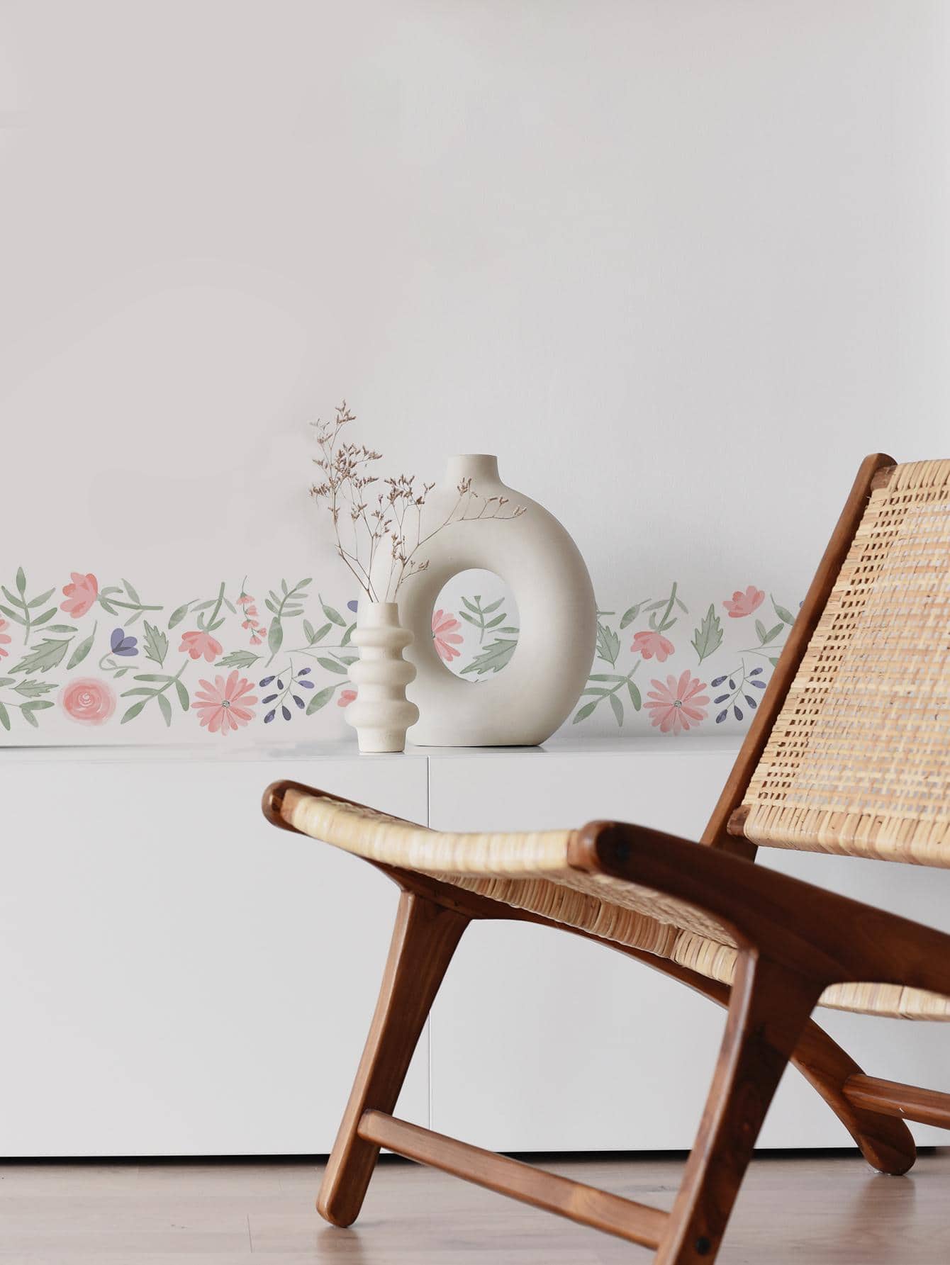 1pc PVC Waistline Sticker, Daily Flower Pattern Tile Decoration Tape For Home - Multicolor - View 1