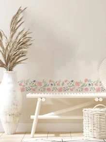 1pc PVC Waistline Sticker, Daily Flower Pattern Tile Decoration Tape For Home - Multicolor - View 3