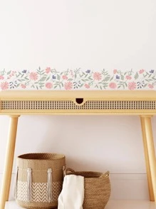 1pc PVC Waistline Sticker, Daily Flower Pattern Tile Decoration Tape For Home - Multicolor - View 6