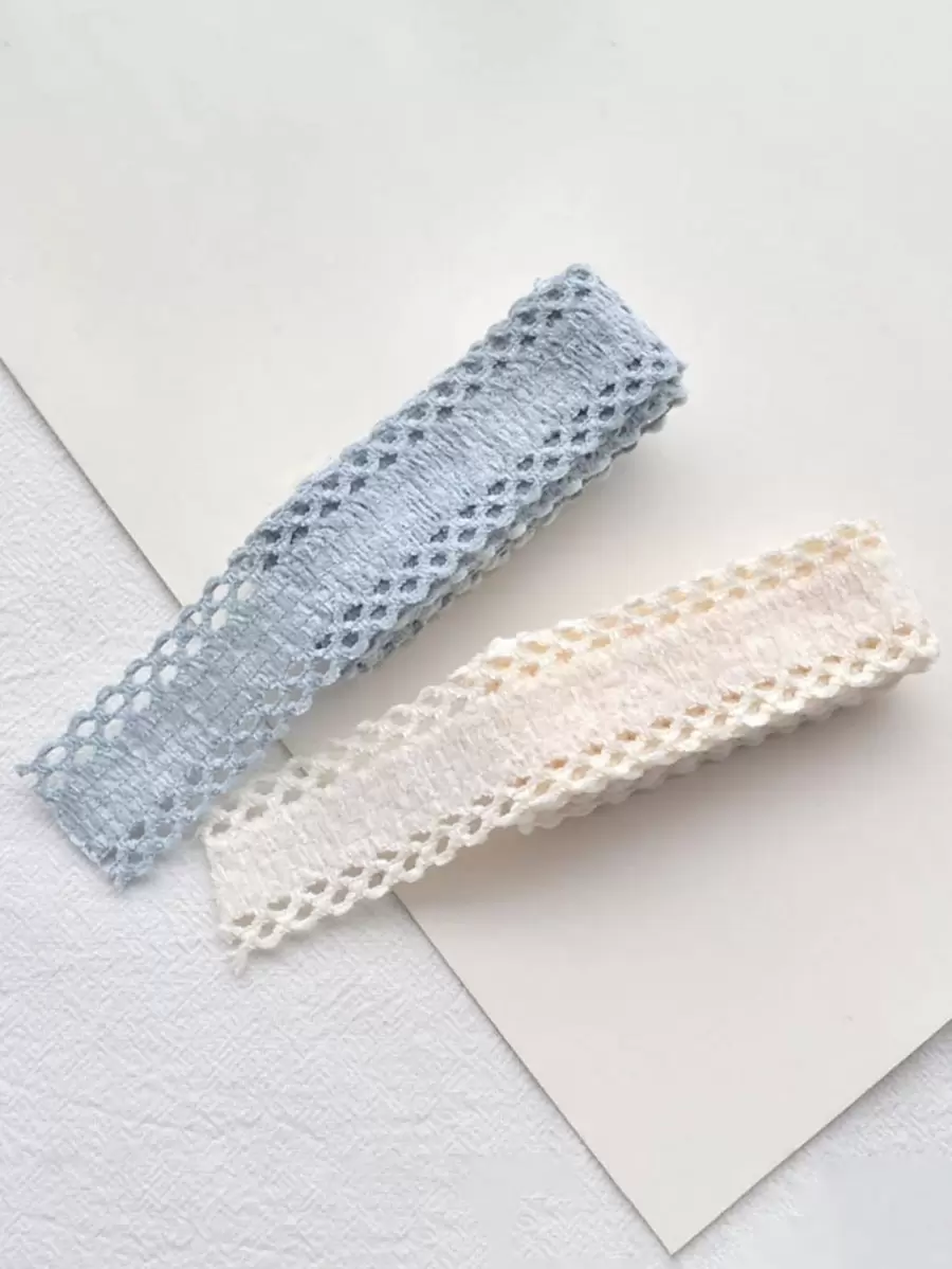 2pcs Women Solid Hollow Out Casual DIY Ribbon For Hair Clip Making Hair Band Headband Turban Headband Sweatband