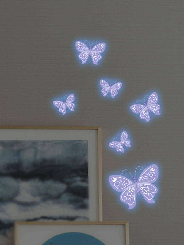 6 قطع ملصقات حائط فراشات تضيء في الظلام، ملصقات ديكور جداري من البي في سي لديكور المنزل، ملصقات، ملصقات جدارية، ملصقات فينيل لديكورات المنزل، عناصر ديكور الربيع لتنشيط منزلك، ملصقات ديكور رامة هدايا عيد الميلاد والتخرج