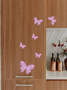 6pcs Glow In The Dark Butterfly Wall Sticker, PVC Wall Decorative Decal For Home Decor, Stickers, Wall Decal, Vinyl Decal For Home Decorations, Spring Decoration Items Refresh Your Home, Rama Decoration Stickers Gifts Birthday Graduation - Blue - View 5