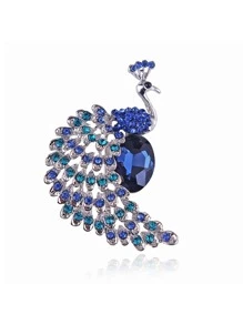 1 cái Phụ Nữ Rhinestone Trang Trí Thiết Kế Con Công Khóa Khăn Quà Tặng - Màu xanh lam - Xem 2