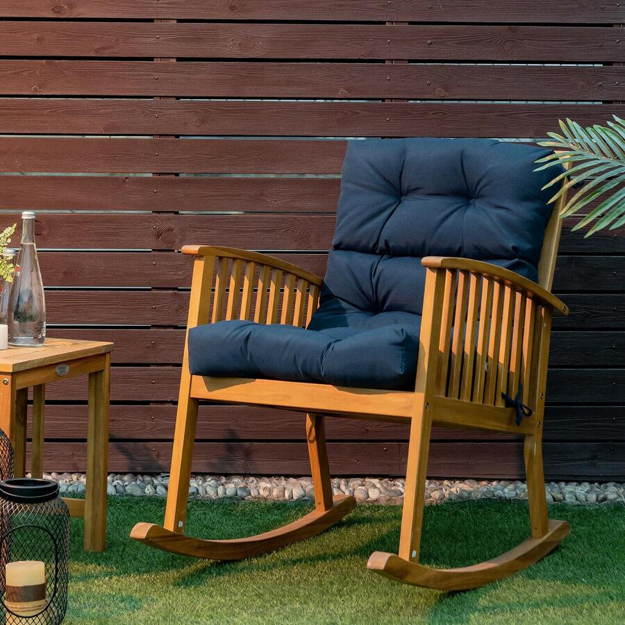 COSTWAY 22''x44'' Back Chair Cushion Tufted Pillow Patio Seating Pad Navy - 藍色 - 查看 1