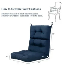 COSTWAY 22''x44'' Back Chair Cushion Tufted Pillow Patio Seating Pad Navy - 藍色 - 查看 3