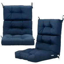 COSTWAY 22''x44'' Back Chair Cushion Tufted Pillow Patio Seating Pad Navy - 藍色 - 查看 10