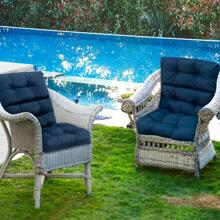 COSTWAY 22''x44'' Back Chair Cushion Tufted Pillow Patio Seating Pad Navy - 藍色 - 查看 5