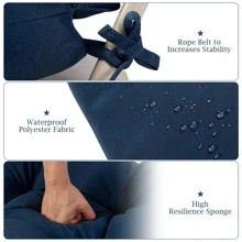 COSTWAY 22''x44'' Back Chair Cushion Tufted Pillow Patio Seating Pad Navy - 藍色 - 查看 9