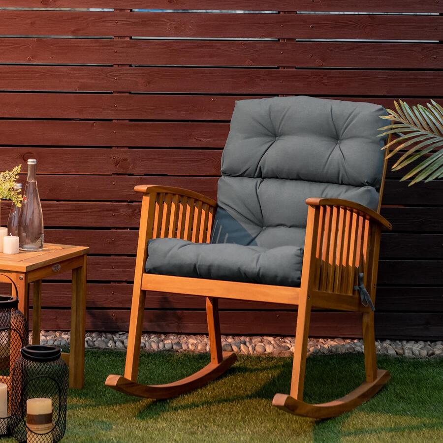 COSTWAY 22''x44'' Back Chair Cushion Tufted Pillow Patio Seating Pad Gray - 灰色 - 查看 1