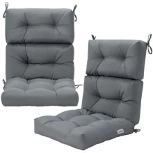 COSTWAY 22''x44'' Back Chair Cushion Tufted Pillow Patio Seating Pad Gray - 灰色 - 查看 10