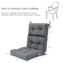 COSTWAY 22''x44'' Back Chair Cushion Tufted Pillow Patio Seating Pad Gray - 灰色 - 查看 3