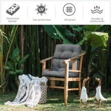COSTWAY 22''x44'' Back Chair Cushion Tufted Pillow Patio Seating Pad Gray - 灰色 - 查看 6