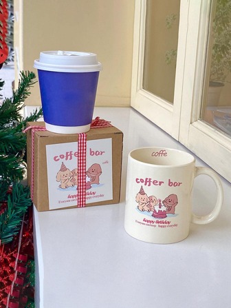 1 pièce Tasse à café en céramique mignonne de bande dessinée, cadeau