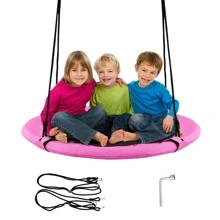 Goplus 40'' Flying Saucer Tree Swing Indoor Outdoor Play Set Kids Christmas Gift - Pink - View 1