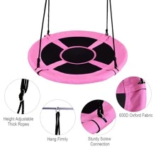 Goplus 40'' Flying Saucer Tree Swing Indoor Outdoor Play Set Kids Christmas Gift - Pink - View 6