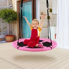 Goplus 40'' Flying Saucer Tree Swing Indoor Outdoor Play Set Kids Christmas Gift - Pink - View 3