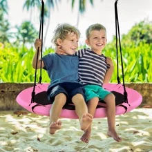 Goplus 40'' Flying Saucer Tree Swing Indoor Outdoor Play Set Kids Christmas Gift - Pink - View 2